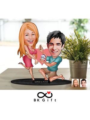 Bk Gift Kişiye Özel Sevgililer Karikatürlü Ahşap Biblo, Sevgililer Günü Hediyesi, Doğum Günü Hediyesi, Yıl Dönümü Hediyesi-19