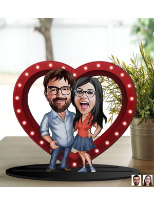 Bk Gift Kişiye Özel Sevgililer Karikatürlü 3D Ahşap Biblo, Sevgili Biblo, Ahşap Biblo, Sevgiliye Hediye, Sevgililer Günü Hediyesi-6
