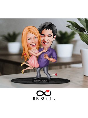 Bk Gift Kişiye Özel Sevgililer Karikatürlü Ahşap Biblo, Sevgililer Günü Hediyesi, Doğum Günü Hediyesi, Yıl Dönümü Hediyesi-3