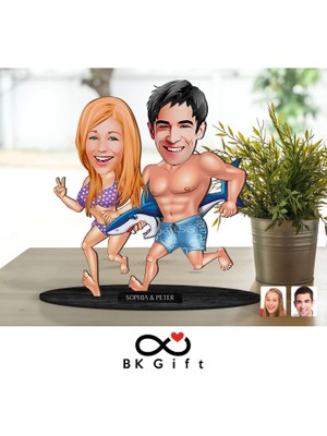 Bk Gift Kişiye Özel Sevgililer Karikatürlü Ahşap Biblo, Sevgililer Günü Hediyesi, Doğum Günü Hediyesi, Yıl Dönümü Hediyesi-8