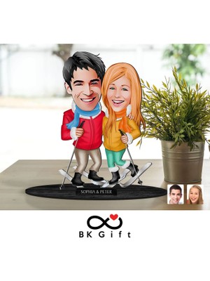 Bk Gift Kişiye Özel Sevgililer Karikatürlü Ahşap Biblo, Sevgililer Günü Hediyesi, Doğum Günü Hediyesi, Yıl Dönümü HEDIYESI-107