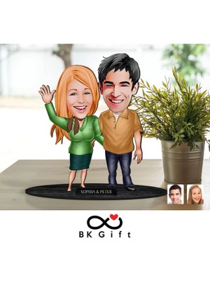 Bk Gift Kişiye Özel Sevgililer Karikatürlü Ahşap Biblo, Sevgililer Günü Hediyesi, Doğum Günü Hediyesi, Yıl Dönümü HEDIYESI-110