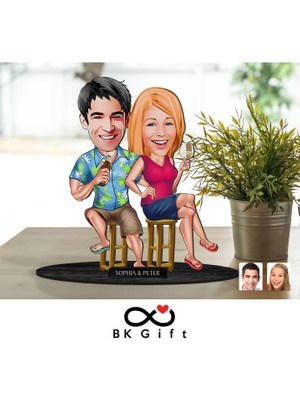 Bk Gift Kişiye Özel Sevgililer Karikatürlü Ahşap Biblo, Sevgililer Günü Hediyesi, Doğum Günü Hediyesi, Yıl Dönümü Hediyesi-51