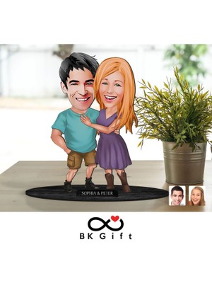 Bk Gift Kişiye Özel Sevgililer Karikatürlü Ahşap Biblo, Sevgililer Günü Hediyesi, Doğum Günü Hediyesi, Yıl Dönümü Hediyesi-80
