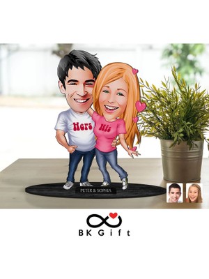 Bk Gift Kişiye Özel Sevgililer Karikatürlü Ahşap Biblo, Sevgililer Günü Hediyesi, Doğum Günü Hediyesi, Yıl Dönümü Hediyesi-5