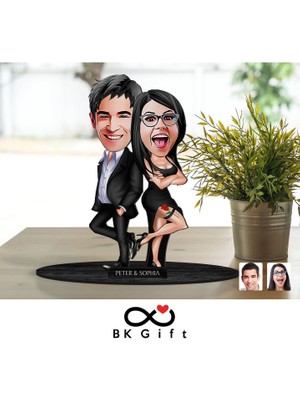 Bk Gift Kişiye Özel Sevgililer Karikatürlü Ahşap Biblo, Sevgililer Günü Hediyesi, Doğum Günü Hediyesi, Yıl Dönümü Hediyesi-6