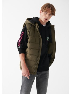 Mavi Erkek Kapüşonlu Yeşil Yelek 010442-34324