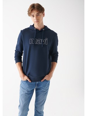 Mavi Erkek Mavi Logo Baskılı Kapüşonlu Lacivert Sweatshirt 065606-28417