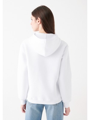 Mavi Kadın Kapüşonlu Beyaz Basic Sweatshirt 167299-70000