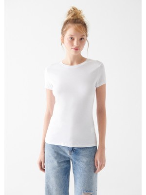 Mavi Kadın Beyaz Basic Tişört 162767-620