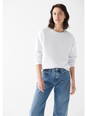 Mavi Kadın Bisiklet Yaka Beyaz Sweatshirt 8816126-620