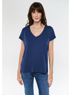 Mavi Kadın V Yaka Lacivert Basic Tişört 167714-28319