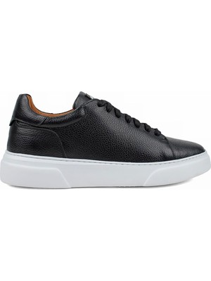 Agucino Hakiki Deri Siyah/beyaz Sneaker Erkek Ayakkabı