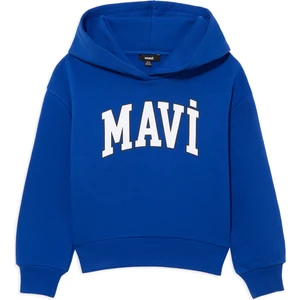 Logo Baskılı Mavi Kapüşonlu Sweatshirt 6610110-70896