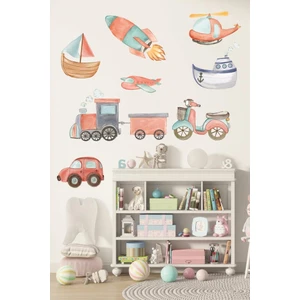 Lizpo Decor Tren Araba Füze Gemi Taşıma Araçları Koleksiyonu Seti Bohem Sticker
