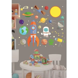 Lizpo Decor Çocuk Odası Gezegenleri Için Uzay Elementleri 60 x 50 cm 1 Adet Çocuk Odası Duvar Sticker Dekorasyon Md 2