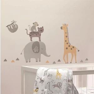 Lizpo Decor Bebek Zürafa Fil Set , Bebek ve Çocuk Odası Dekoratif Duvar Sticker Çıkartması