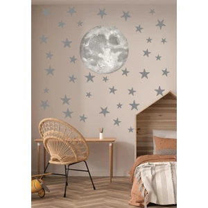 Lizpo Decor Dünya ve Yıldızlar Duvar Sticker, Bebek ve Çocuk Odası Dekoratif Duvar Çıkartması