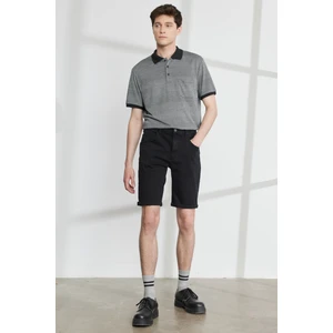 Altınyıldız Classics Erkek Siyah Slim Fit Dar Kesim Pamuklu Esnek Denim Şort