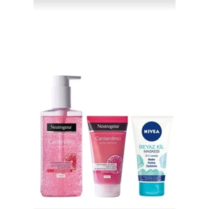 Canlandırıcı Yüz Tem. Jeli 200ML&VISIBLY Clear Pembe Peeling Jel 150ML&NIVEA Beyaz Kil Maskesi 150ML