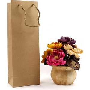 Repro Design Şişe Boy Kraft Premium Karton Çanta  12 x 35 x 8 cm Karton Poşet 3 Adet