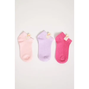 Katia & Bony  3'lü Paket Fairytale Kız Çocuk Step Çorap Pembe Desenli