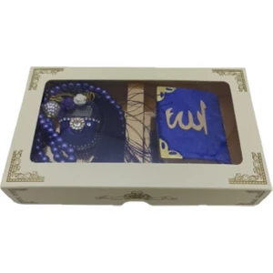 Hediyelik Kutulu Mevlit Seti Lacivert (Mini Kuranı Kerim+Inci Tesbih 99+Taşlı Zikirmatik)