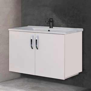 Trio Modül Asmira Lavabolu Alt Dolap - 82 cm - MdfLam Parlak Beyaz