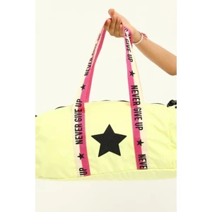 Icone Bag Kız Çocuk Yıldız Baskılı Spor Çanta, Yan Cepli Spor Çanta, Fermuarlı Detaylı Çocuk Spor Çanta