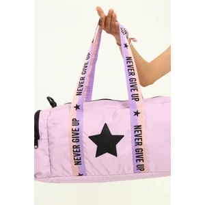 Icone Bag Kız Çocuk Yıldız Baskılı Spor Çanta, Yan Cepli Spor Çanta, Fermuarlı Detaylı Çocuk Spor Çanta
