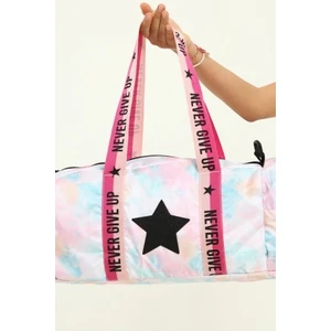 Icone Bag Kız Çocuk Yıldız Baskılı Spor Çanta, Yan Cepli Spor Çanta, Fermuarlı Detaylı Çocuk Spor Çanta