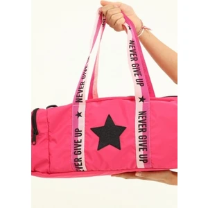 Icone Bag Kız Çocuk Yıldız Baskılı Spor Çanta, Yan Cepli Spor Çanta, Fermuarlı Detaylı Çocuk Spor Çanta