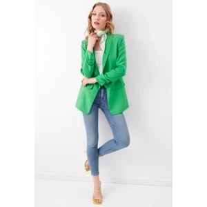 Kolu Büzgülü Viskon Keten Ceket