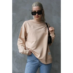 Bej Basic Oversize Kadın Sweatshirt MG168610