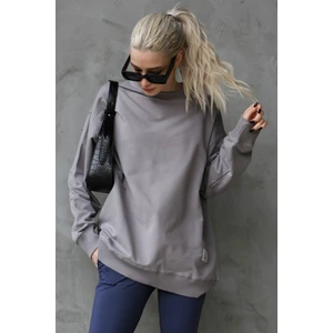 Boyalı Gri Basic Oversize Kadın Sweatshirt MG168610
