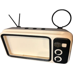 Q02 Retro Masaüstü Tembel Canlı Tv Telefon Tutucu 4.7 ~ 6.2 Inç Ekran Cep Telefonu Için (Gümüş) (Yurt Dışından)