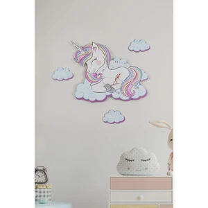 Sevimli Unicorn Çocuk Odası Ahşap Duvar Saati ELF-2312026