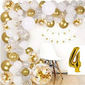 Çıtı Pıtı Store 0-9 Yaş Balon Zinciri Seti Gölge Altın Balon Dekorasyon