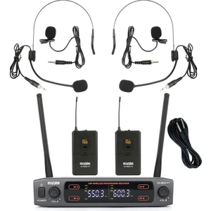 Lv-502H UHF Dijital 2x30 Kanal Çiftli Yaka Kafa Telsiz Kablosuz Mikrofon