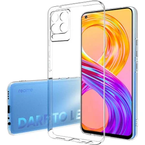Realme 8 Kamera Korumalı Şeffaf Kılıf + Ekran Koruyucu