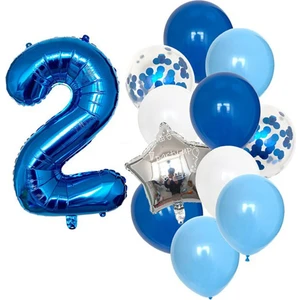 Best Parti Mavi Rakam Balon Pullu Şeffaf Balon Seti Yaş 2