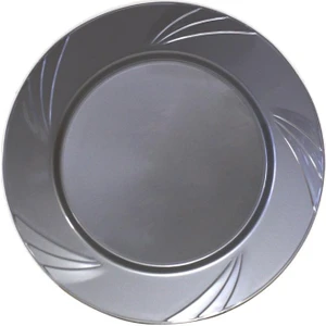 Parti Adresi Lüks Plastik Mika Tabak 6'lı 23 cm Gümüş