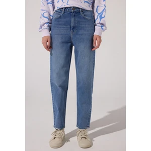 Stella Tapered Regular Fit Normal Kesim Yüksek Bel Mavi Esnek Jean Kot Pantolon