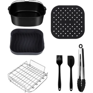 Sweet Rui Hava Fritöz Aksesuarları 9 Inç (22CM Çap) Philips Airfryer Xxl HD9630, HD9650 ile Uyumlu 7'lı Pişirme Seti (Yurt Dışından)