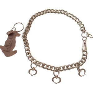 Köpek kolyesi zincir metalik kalp figürlü boyun ölçüsü:20-40cm ayarlamalı dog collar K1-2
