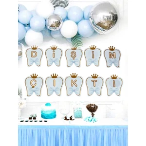 Parti Adresi Dişim Çıktı Diş Buğdayı Temalı Yazı Mavi - Gold