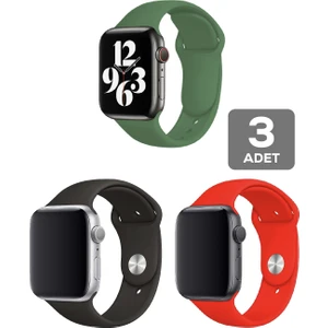 Apple Watch 3 4 5 6 7 8 Se 38 40 41MM Kordon Kayış 3 Adet Set Bileklik Klasik Silikon