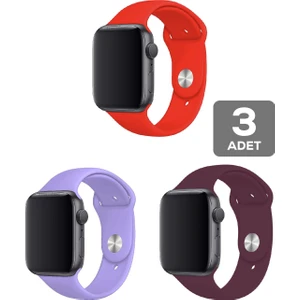 Apple Watch 3 4 5 6 7 8 Se 38 40 41MM Kordon Kayış 3 Adet Set Bileklik Klasik Silikon
