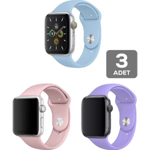 Apple Watch 3 4 5 6 7 8 Se 42 44 45MM Kordon Kayış 3 Adet Set Bileklik Klasik Silikon