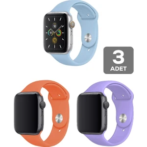Apple Watch 3 4 5 6 7 8 Se 42 44 45MM Kordon Kayış 3 Adet Set Bileklik Klasik Silikon